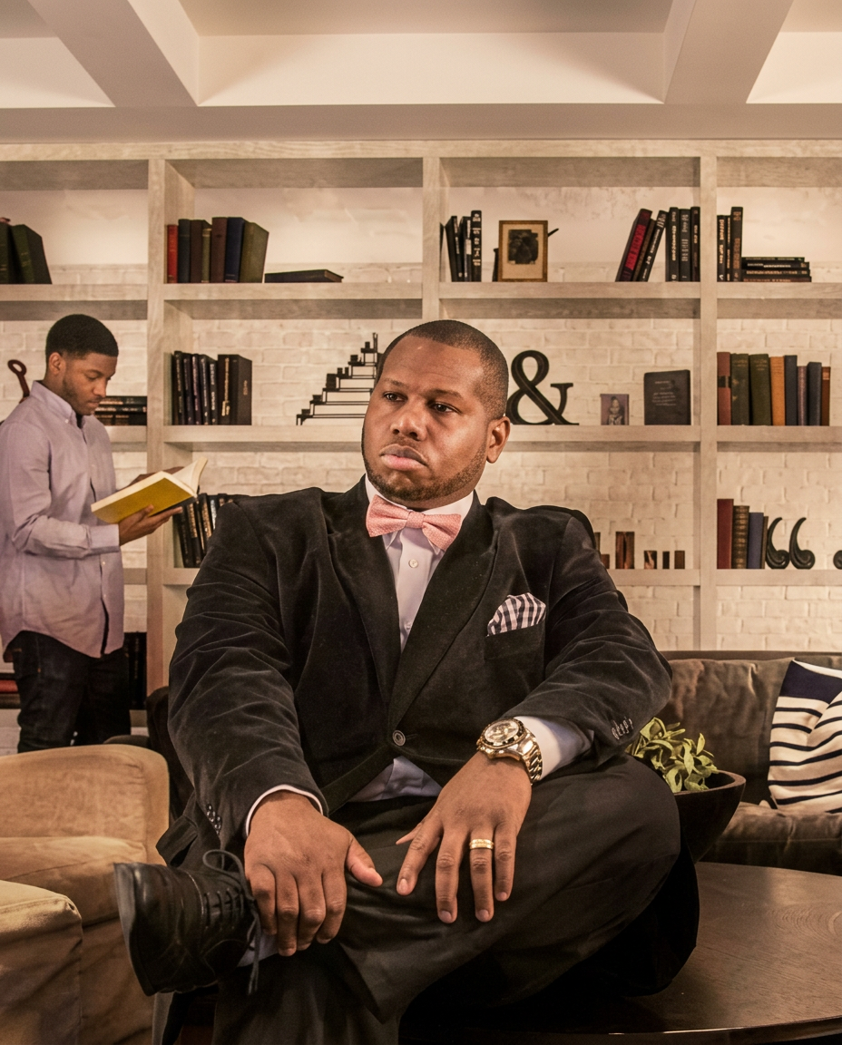 Montrez Williams seated in a library lounge